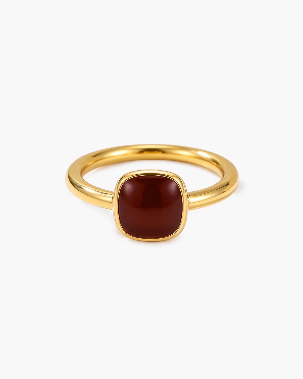 Vintage Color Cabochon Bezel Waterproof Gold Ring