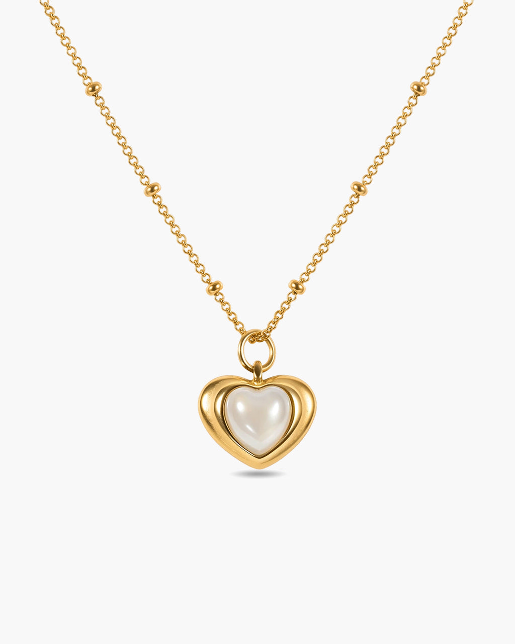 Vintage Heart Stone Pendant Waterproof Gold Necklace