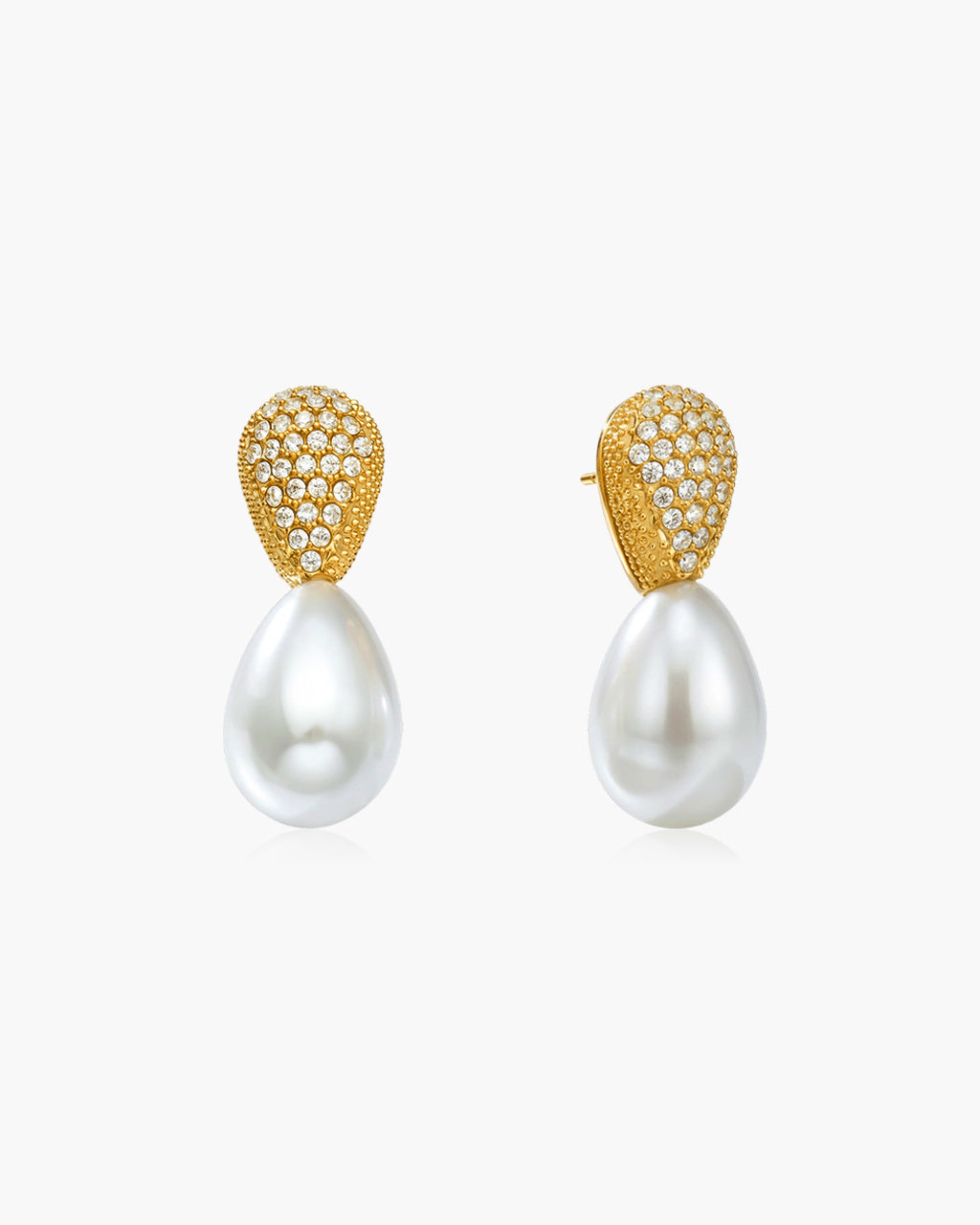Vintage Luxe Pavé Pearl Drop Waterproof Gold Earrings