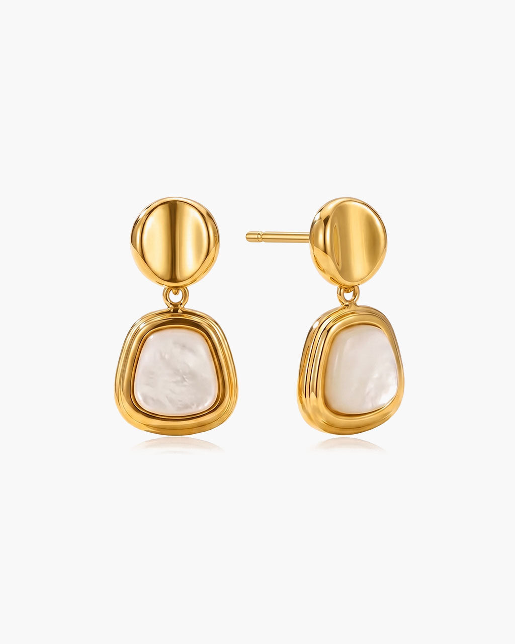 Vintage Mother of Pearl Drop Waterproof Gold Earrings