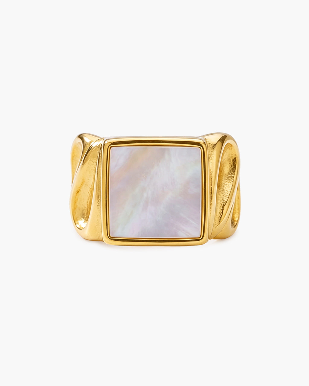 Vintage Mother of Pearl Signet Waterproof Gold Ring
