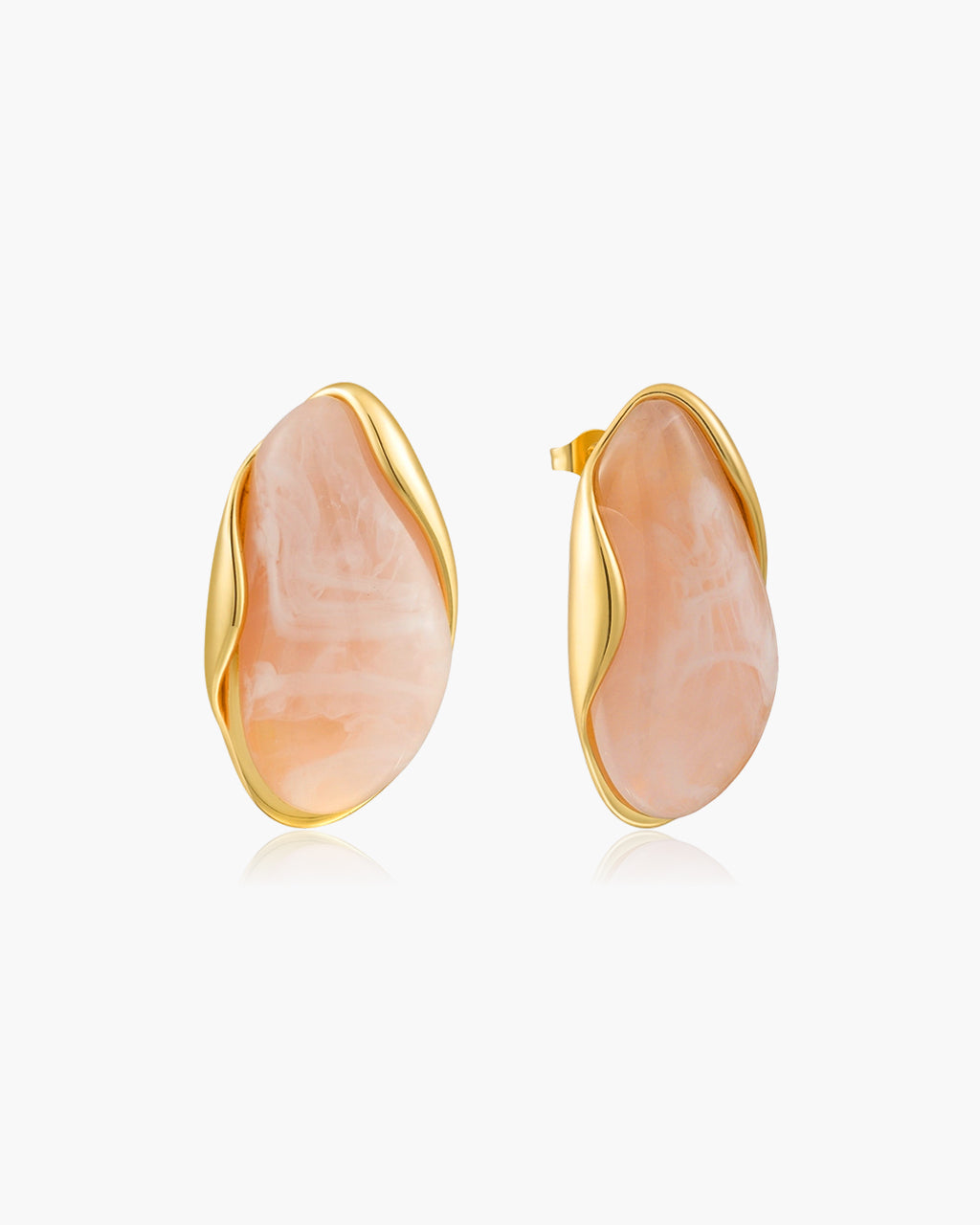 Vintage Organic Gemstone Stud Waterproof Gold Earrings