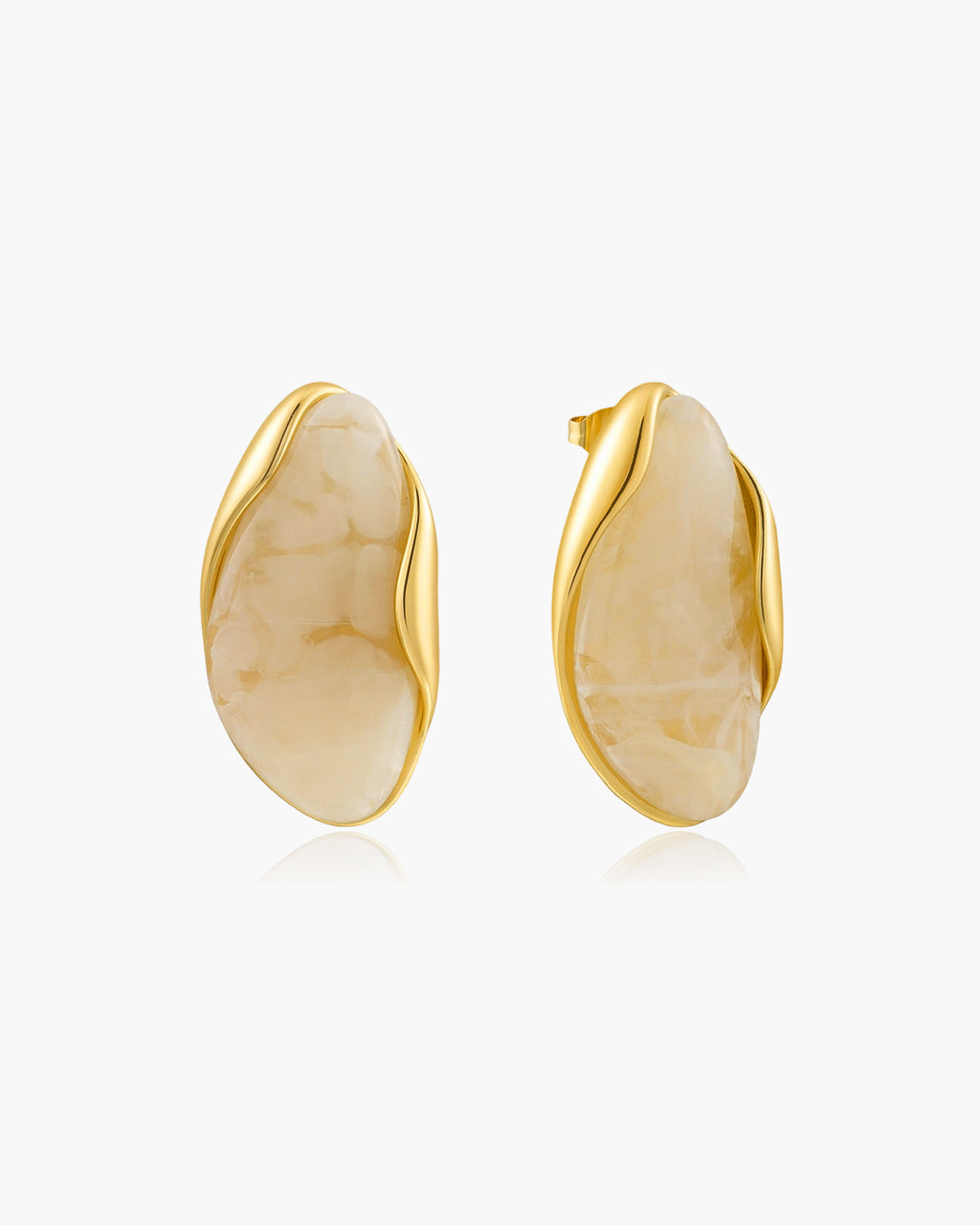 Vintage Organic Gemstone Stud Waterproof Gold Earrings
