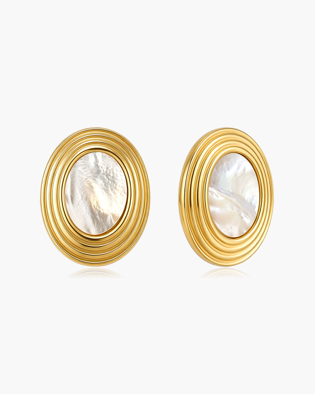Vintage Oval Gemstone Stud Waterproof Gold Earrings