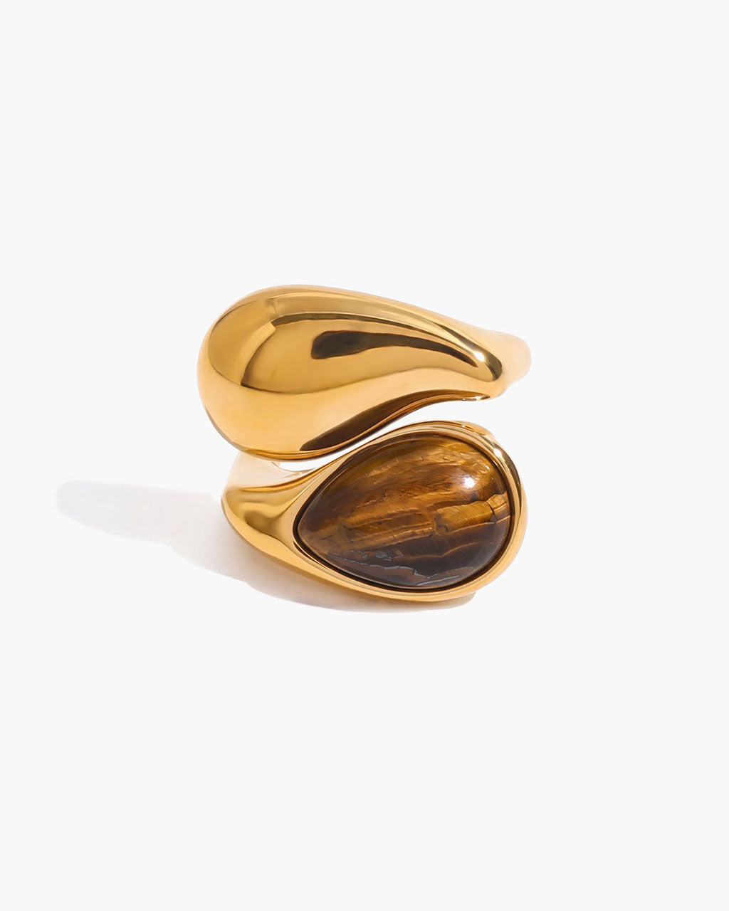 Vintage Teardrop Open Bypass Waterproof Gold Ring