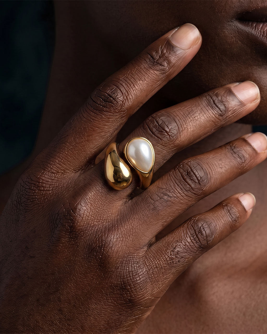 Vintage Teardrop Open Bypass Waterproof Gold Ring