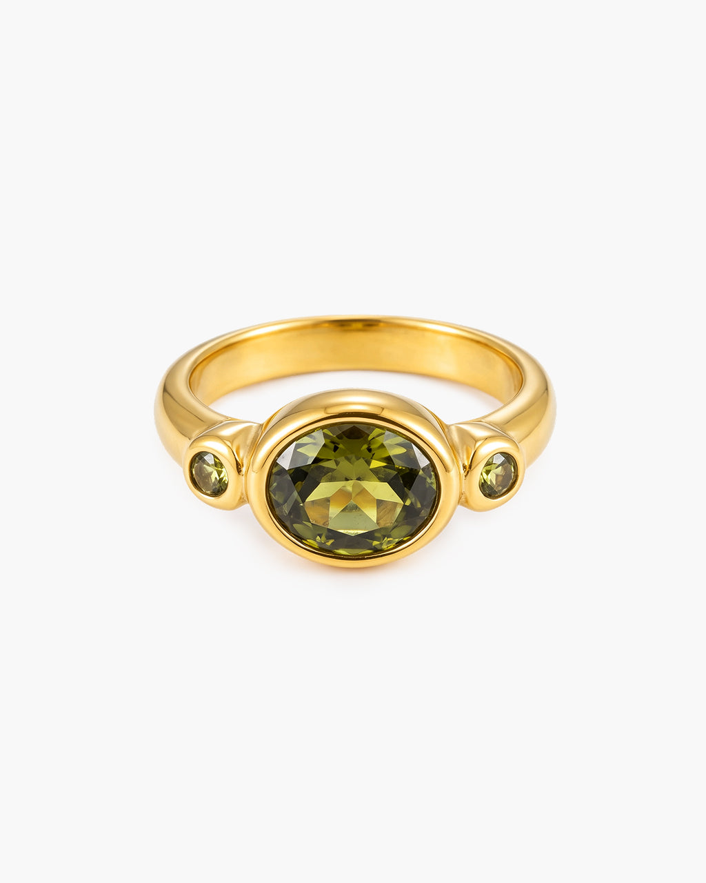 Vintage Three Stone Bezel Set Waterproof Gold Ring