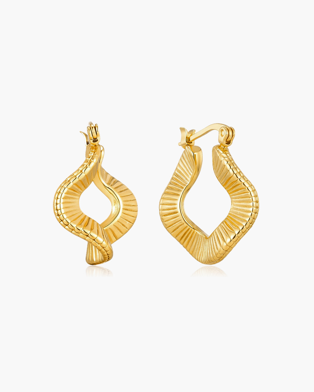 Vintage Twisted Ribbed Hoop Waterproof Gold Earrings