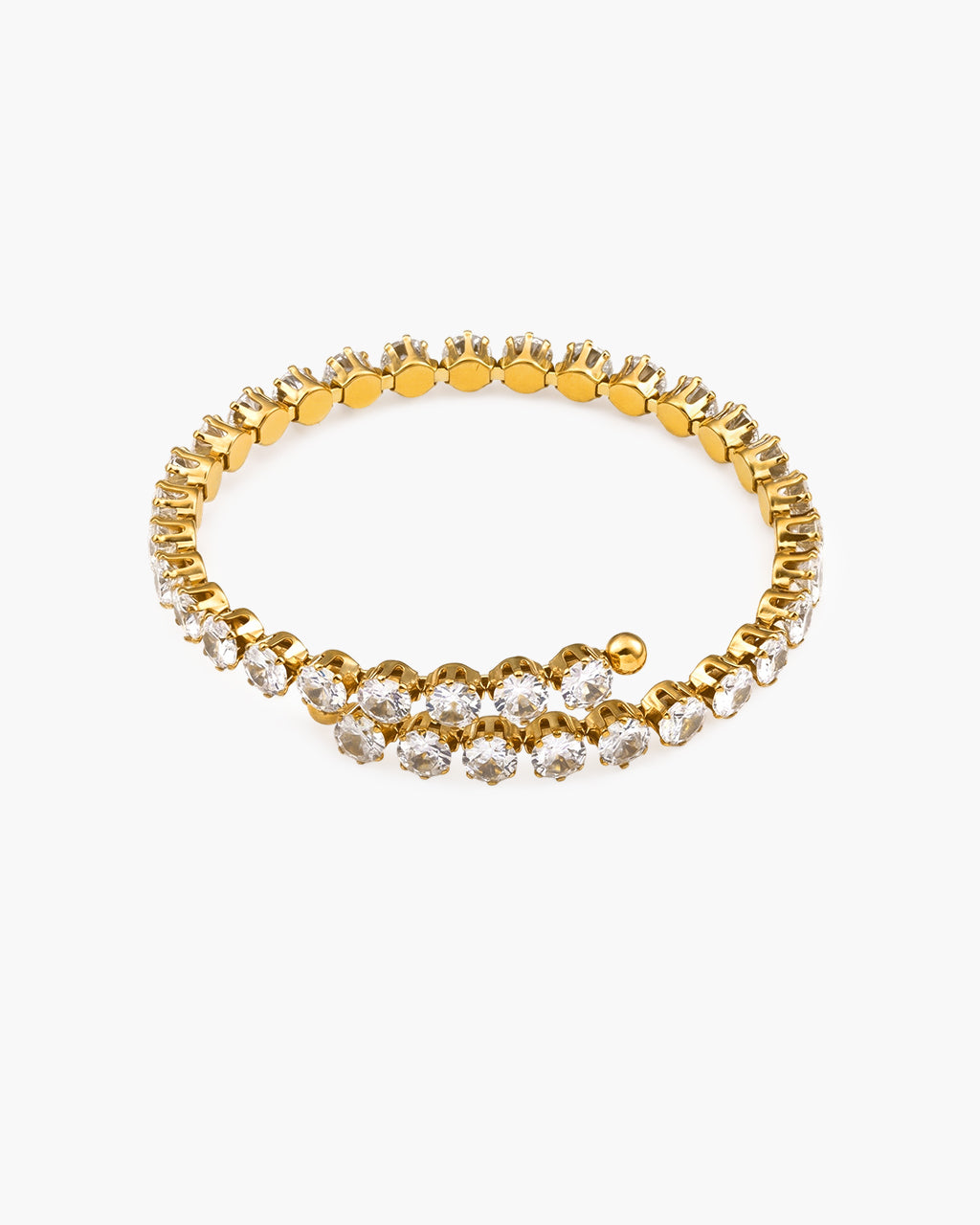 Wrap Simulated Diamond Tennis Waterproof Gold Bangle